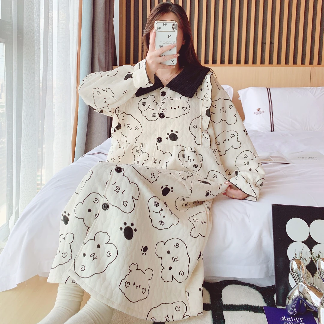 空气棉【买一送一】带胸垫夹层哺乳长裙加肥加大孕妇孕期月子服睡裙