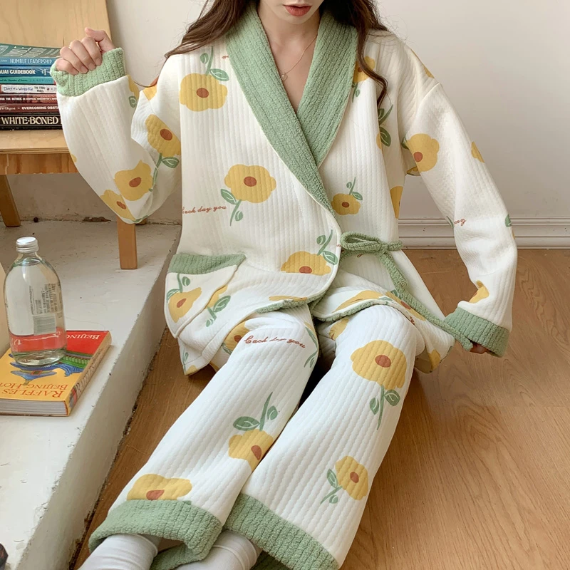 【9月-3月】秋冬季夹层空气棉孕妇哺乳加肥加厚孕期产后月子服套装
