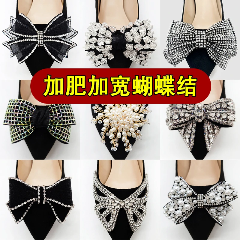 大码女鞋4143码宽脚高跟鞋胖脚肥脚加宽加肥蝴蝶结鞋大脚粗跟细40