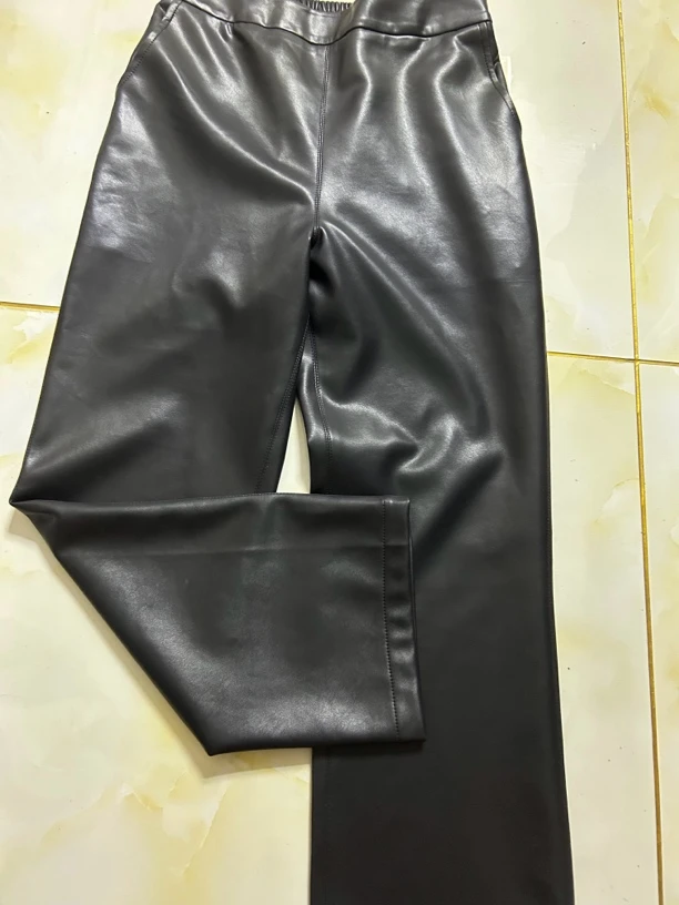 新中式直筒欧皮裤早秋新款