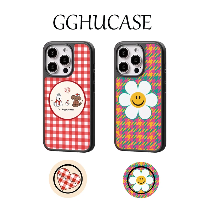 【GGHU强力磁吸】千鸟格适用苹果iphone15潮牌14/13全包手机壳