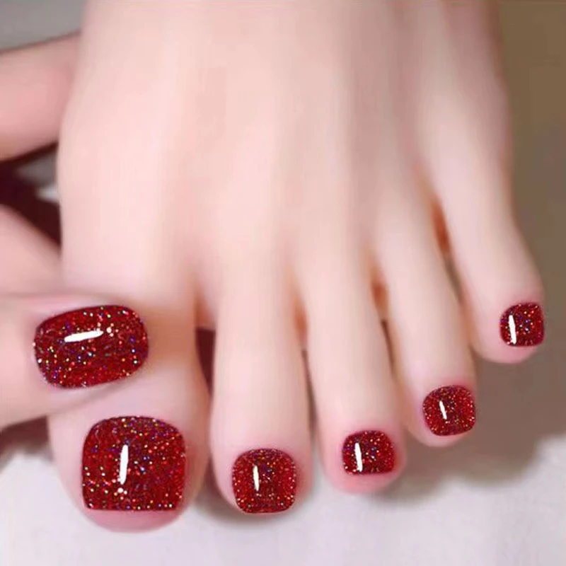 碎钻红指甲油脚趾甲油免烤速干防水持久不掉色四季百搭显白美甲油