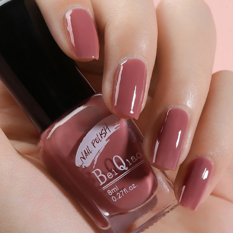 豆沙色指甲油免烤持久防水不掉色显白不可撕裸粉流行美甲脚趾甲油