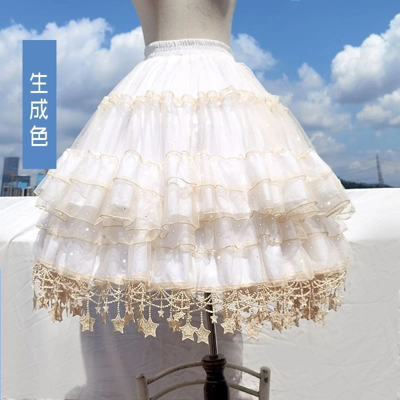 Lolita裙撑华丽鱼骨撑可调节日常暴力卡门撑中长款洛丽塔星星裙撑