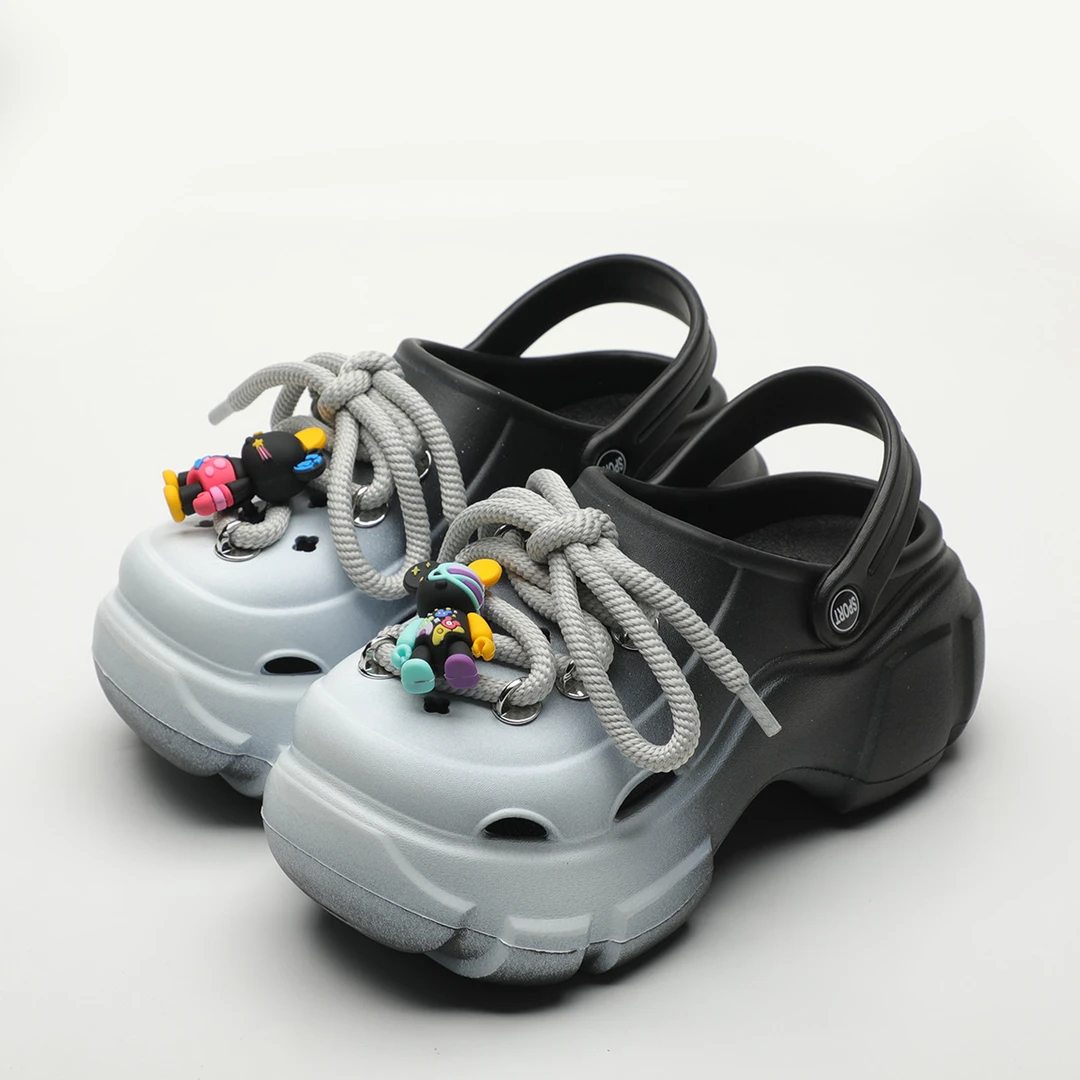 增高潮牌厚底拖鞋洞洞鞋女夏季2024新款防滑户外包头时尚凉拖鞋子