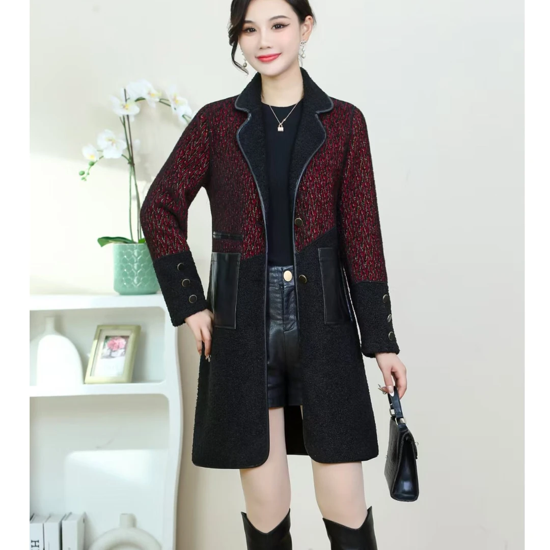 CF525外套气质网红时尚女士秋冬冬季加厚洋气中长款大衣百搭休闲