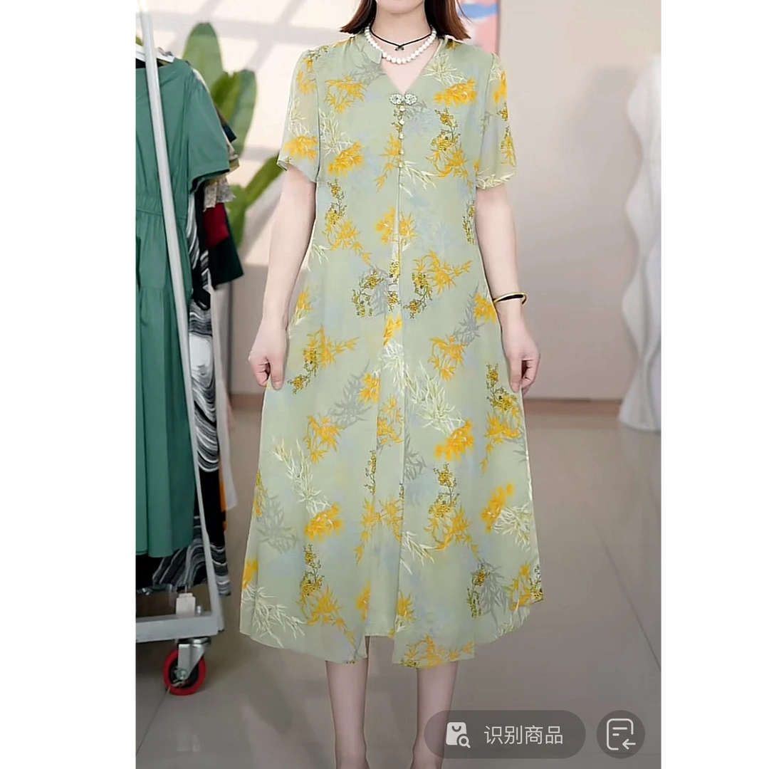 X173 气质女装连衣裙2024夏季新款时尚轻奢洋气显瘦假两件A字裙子