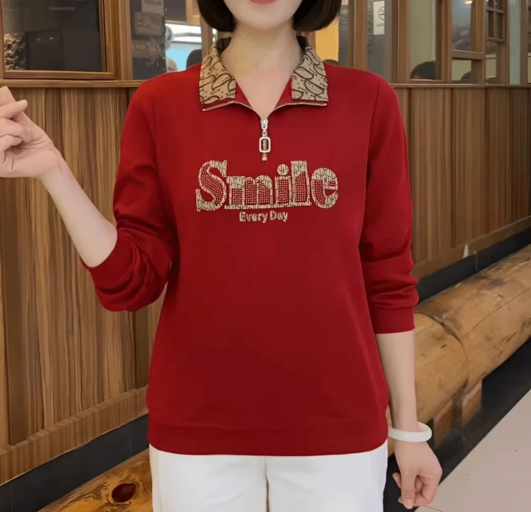 2024新款精选新品时尚字母烫钻拉链翻领卫衣长袖上衣826