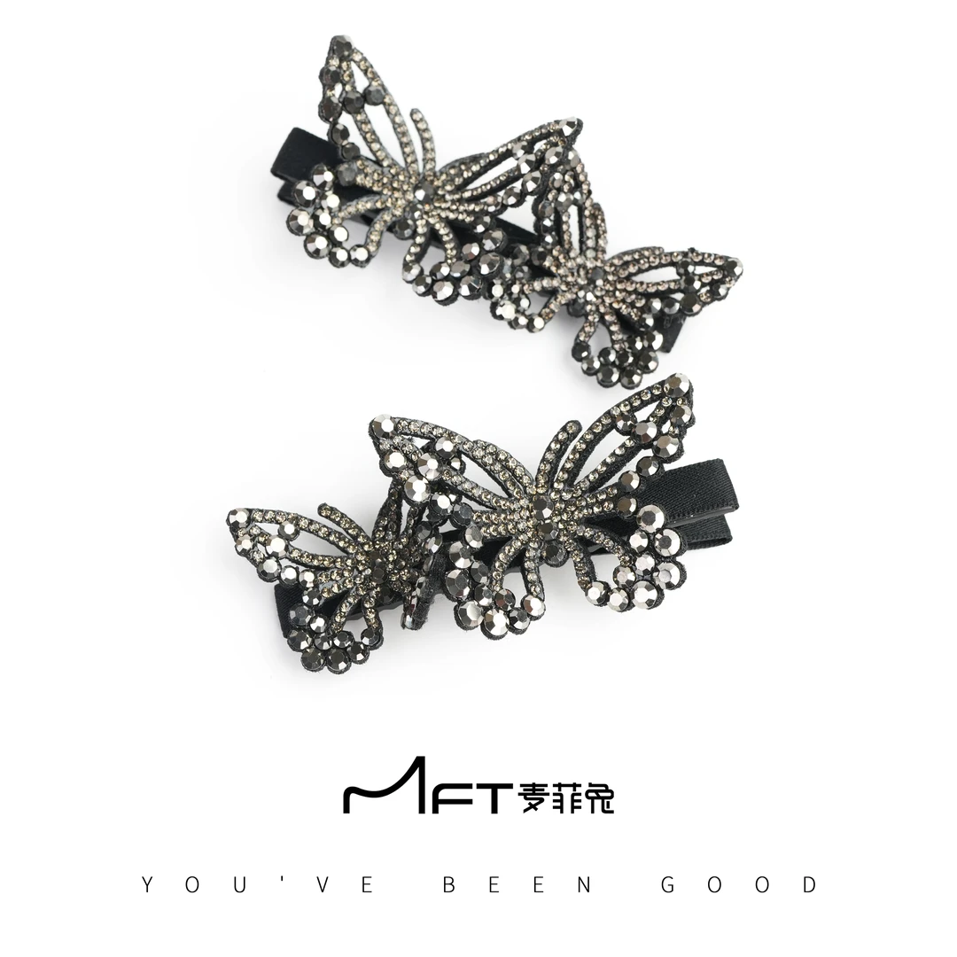 【鸳鸯蝶鸭嘴夹】轻奢头饰蝴蝶大刘海夹韩版气质发夹发饰时尚简约