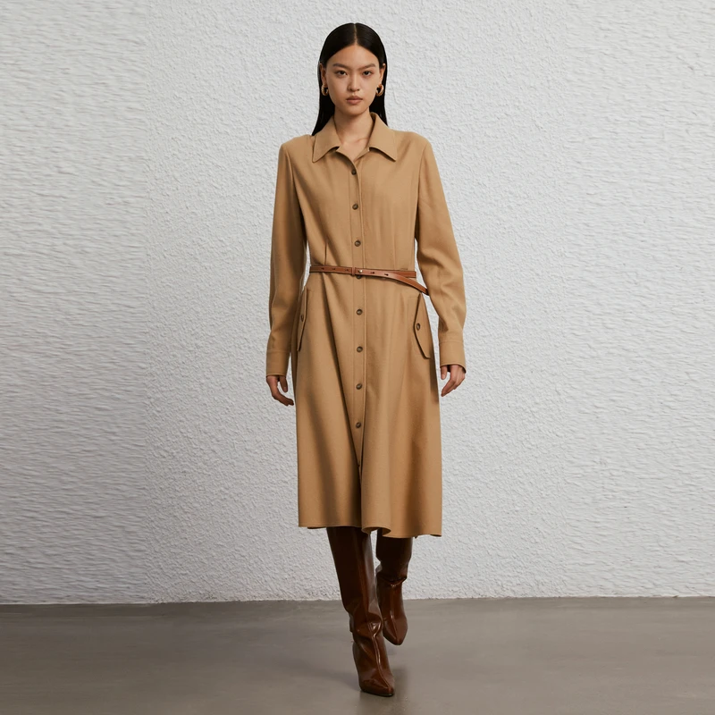 Bouthentique复古气优雅质长袖连衣裙222421D1M26