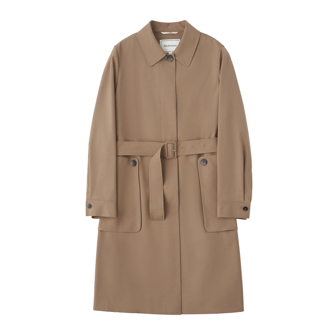 Bouthentique【璞凡缇】春秋中长款翻领休闲卡其色风衣222321B1M30