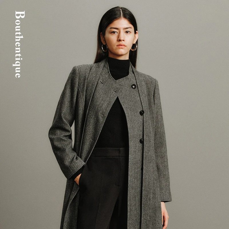 Bouthentique 皇家羊绒系列简约半高领毛织套头衫224411F2Z83