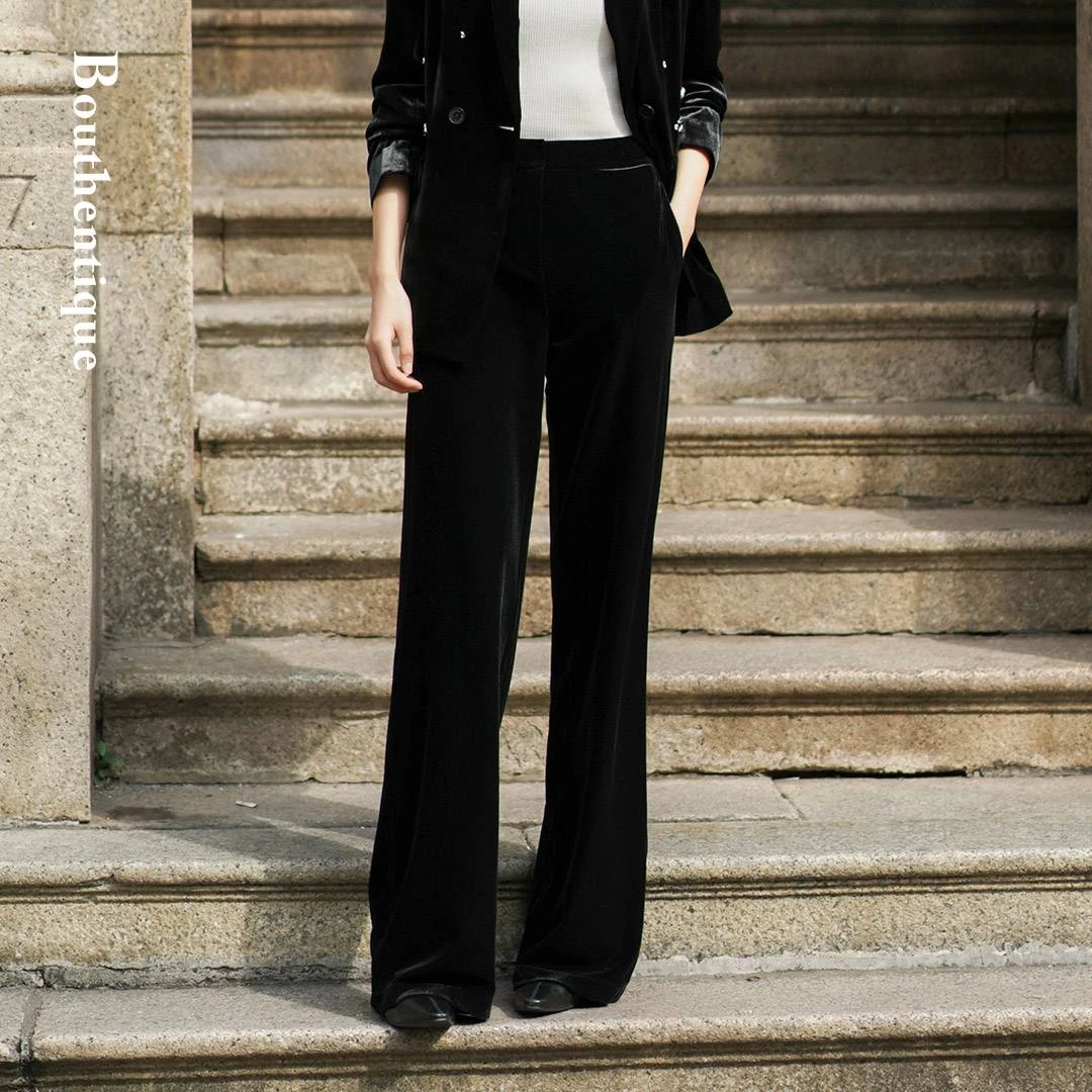 Bouthentique高级感两侧简洁口袋阔腿裤224131P1R05