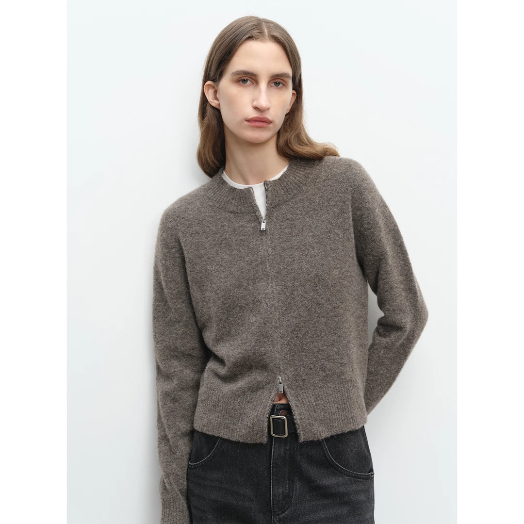 MSBEAST牦牛绒羊驼毛花纱截短拉链针织开衫 暖冬焕新 11/20 20:00