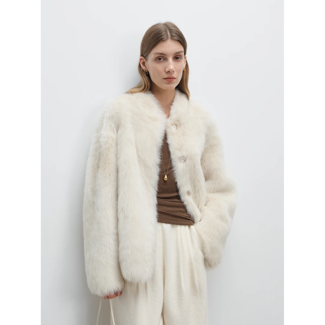 MSBEAST流星公路 小立领廓形显瘦时尚托斯卡纳皮毛一体冬款外套