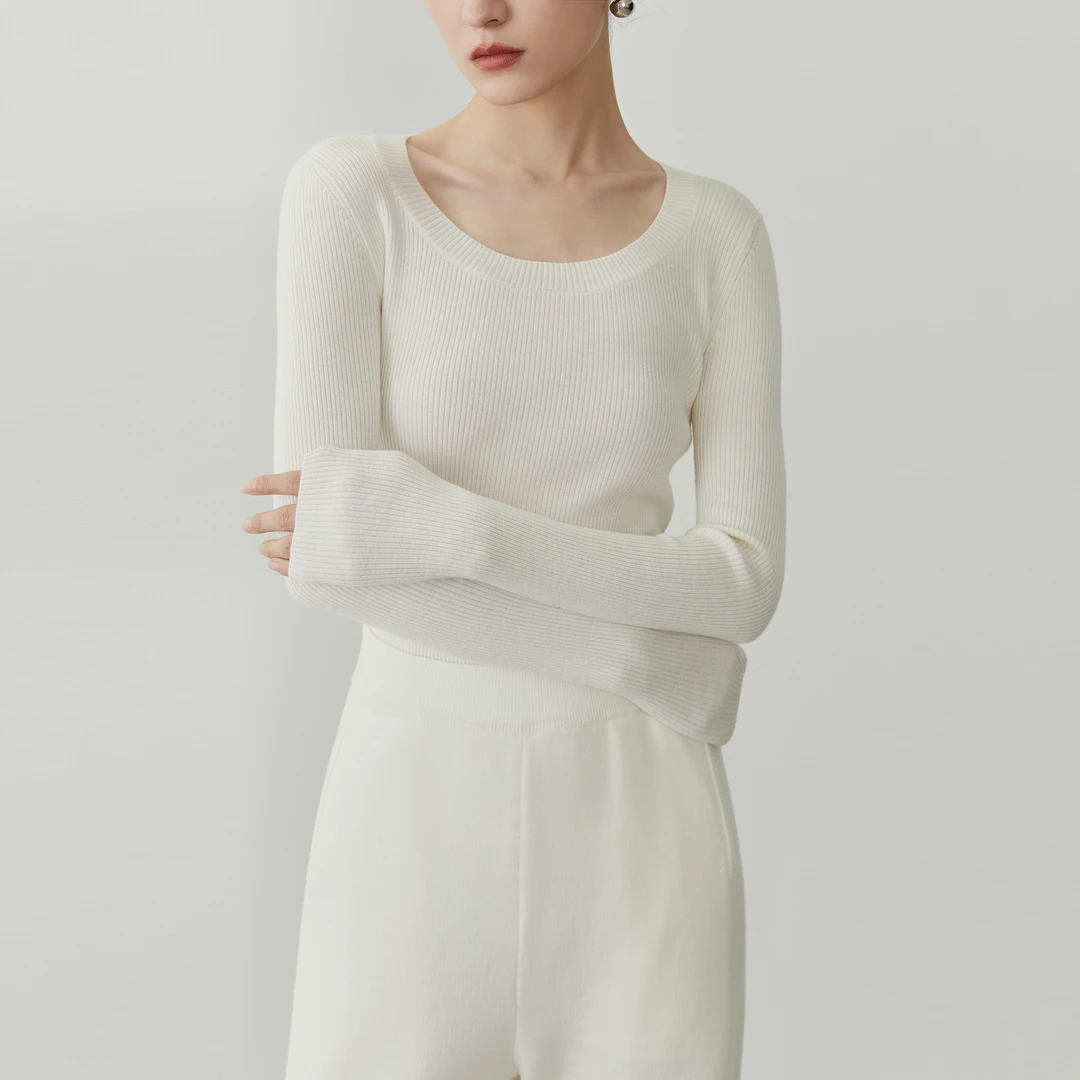 MSBEAST 升级加厚 万能打底Biella超细100%羊毛打底针织衫女U/V领