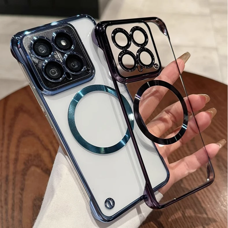 自带镜头膜适用小米14Pro手机壳新款15透明无边框15pro镜头全包