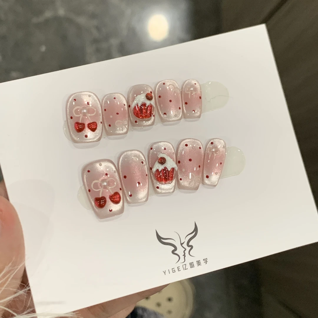 亿哥-【温柔自洽】- 设计师纯手绘重工款猫眼纯手工轻奢穿戴美甲