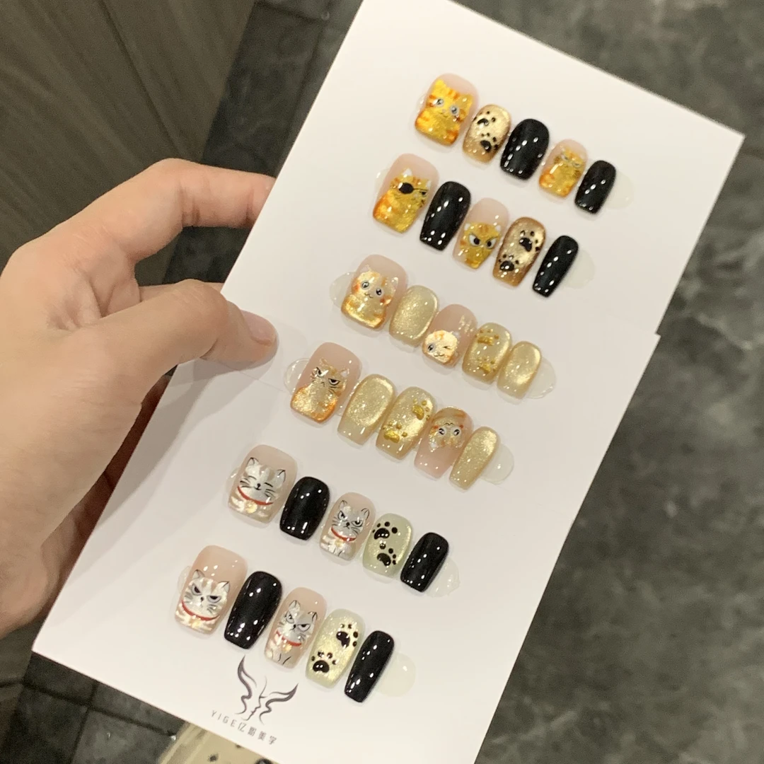 亿哥-【猫霸】- 设计师纯手绘重工款猫眼彩绘纯手工轻奢穿戴美甲