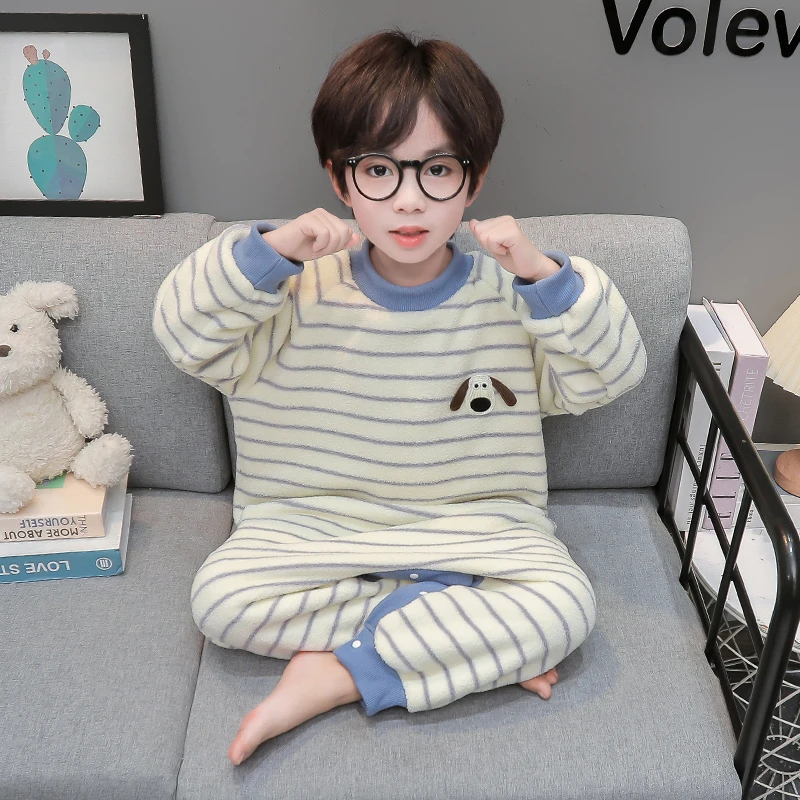 宝宝睡衣秋冬法兰绒儿童连体衣男童珊瑚绒家居服男孩加厚婴儿睡袋