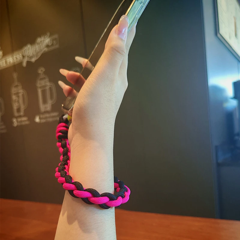 新款手工编织可调节手机挂绳链条爱心时尚户外运动手机链男女通用