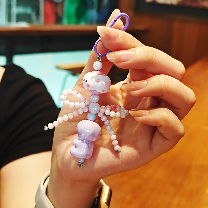 新款蝴蝶结公仔手机吊坠串珠挂链包包钥匙扣挂件手机链饰品挂件女