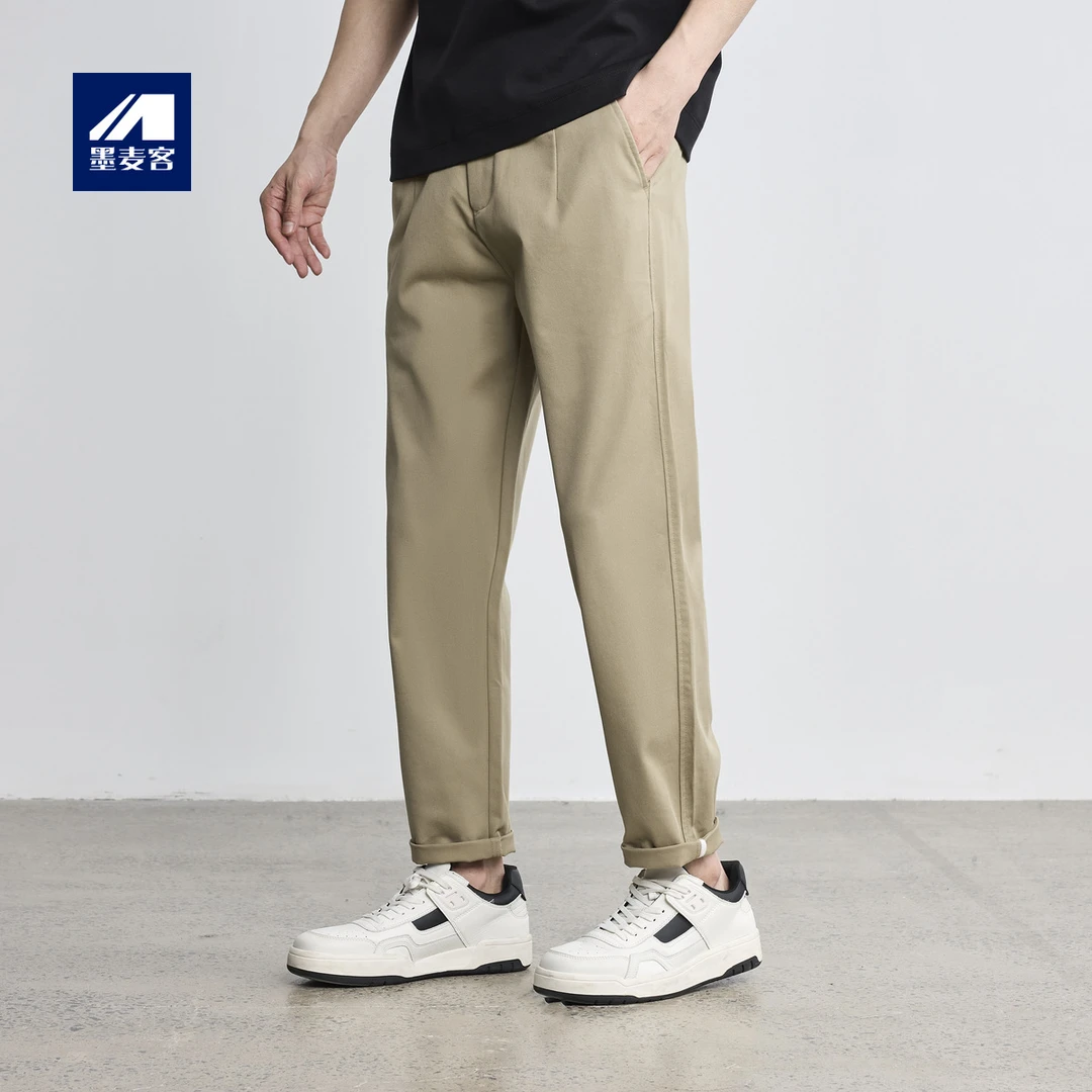 墨麦客简约直筒男士长裤2024秋季新款双斜纹面料休闲裤子男90821