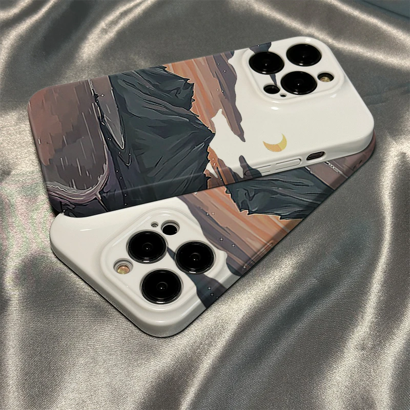 晚霞适用苹果iPhone/小米红米/一加菲林全包防摔手机壳卡通硬壳手