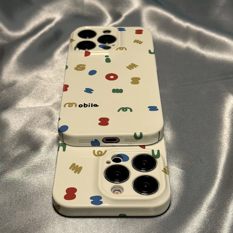 适用苹果华为OPPO/VIVO/小米全包防摔简约彩色字母手机壳手机壳保