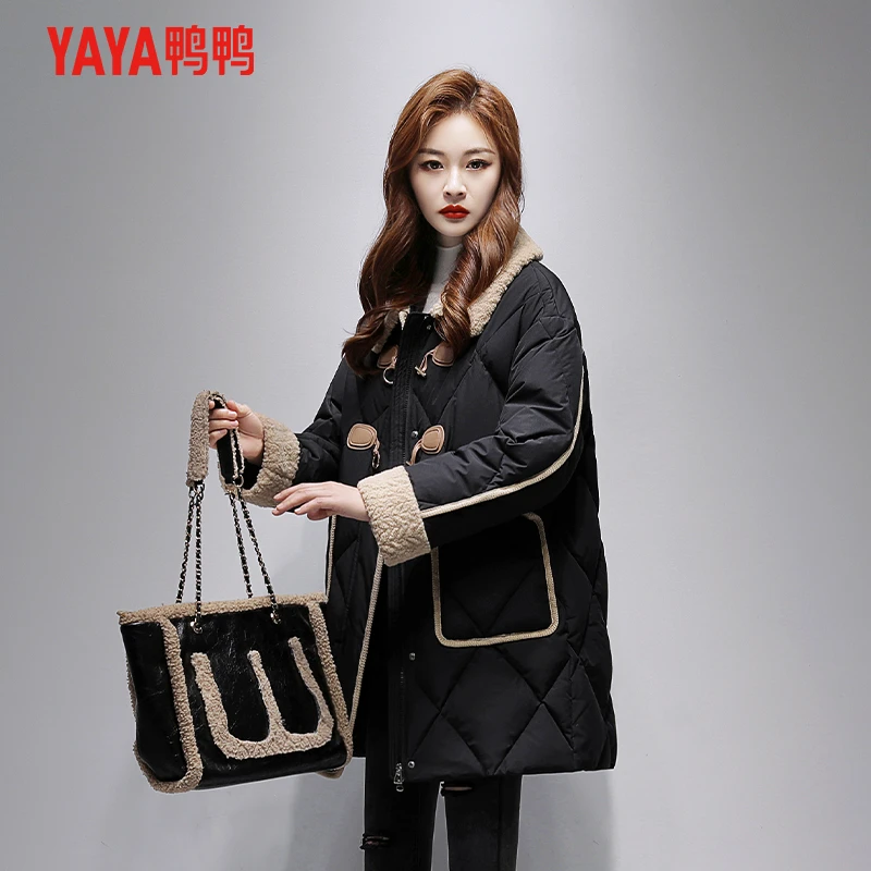YAYA/鸭鸭2023年显瘦女士冬季韩版防风通勤保暖鸭鸭羽绒服韩版