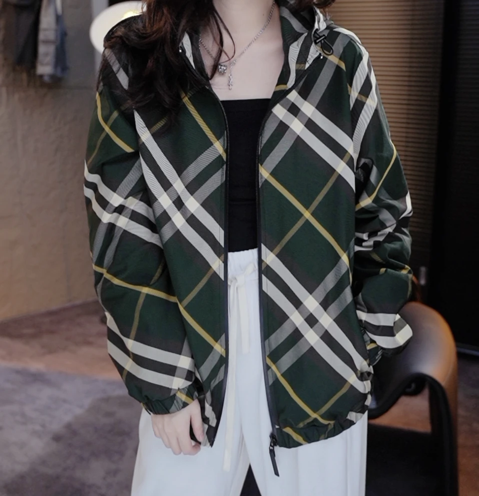 【黛仪专属】绿色格纹外套秋季新款情侣款宽松长袖休闲男女 W243042