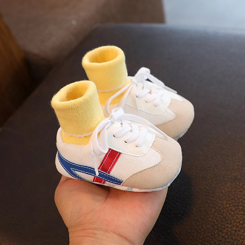 春秋款运动风软底防滑地板袜鞋0-1岁不掉跟步前鞋婴幼儿棉布鞋子8