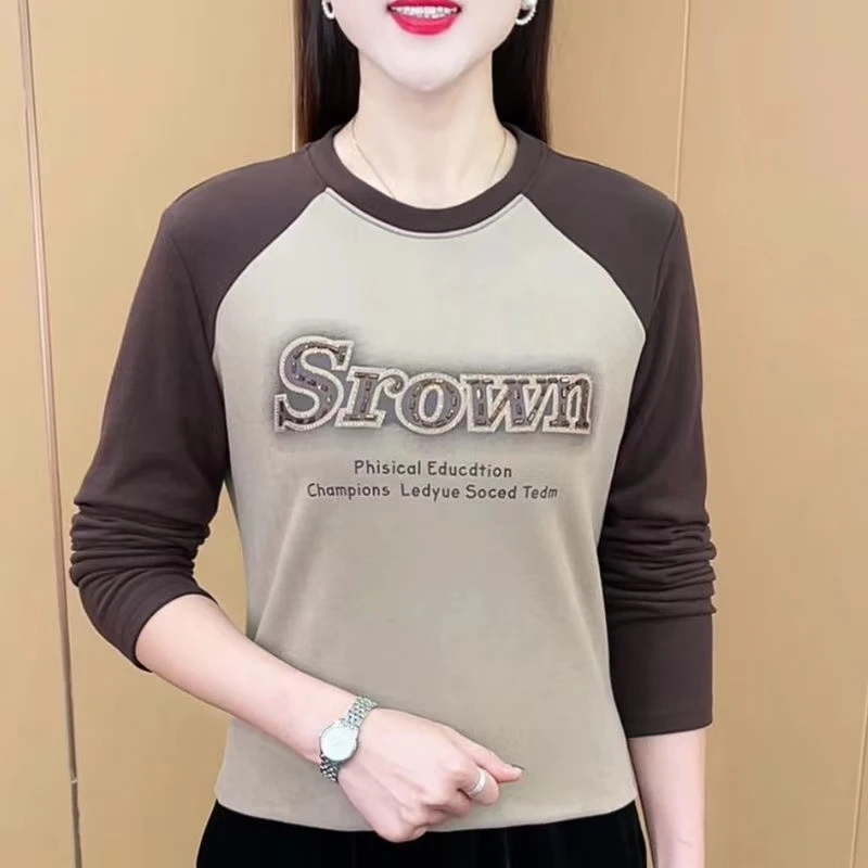 秋冬季双面德绒时尚洋气百搭圆领长袖可外穿打底衫显瘦气质女上衣