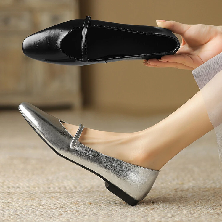 NianGaoXJ【牛皮】跟1厘米春季百搭休闲鞋真皮复古软底平底鞋单鞋女