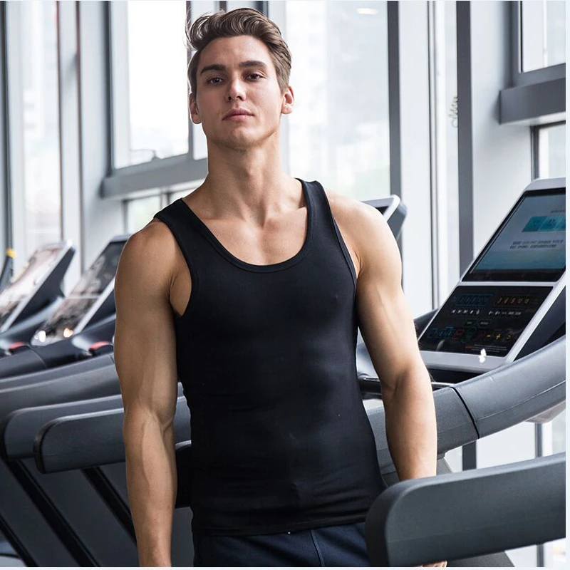 夏季男士无袖背心潮牌个性潮流坎肩汗衫运动健身薄款马甲纯白黑色