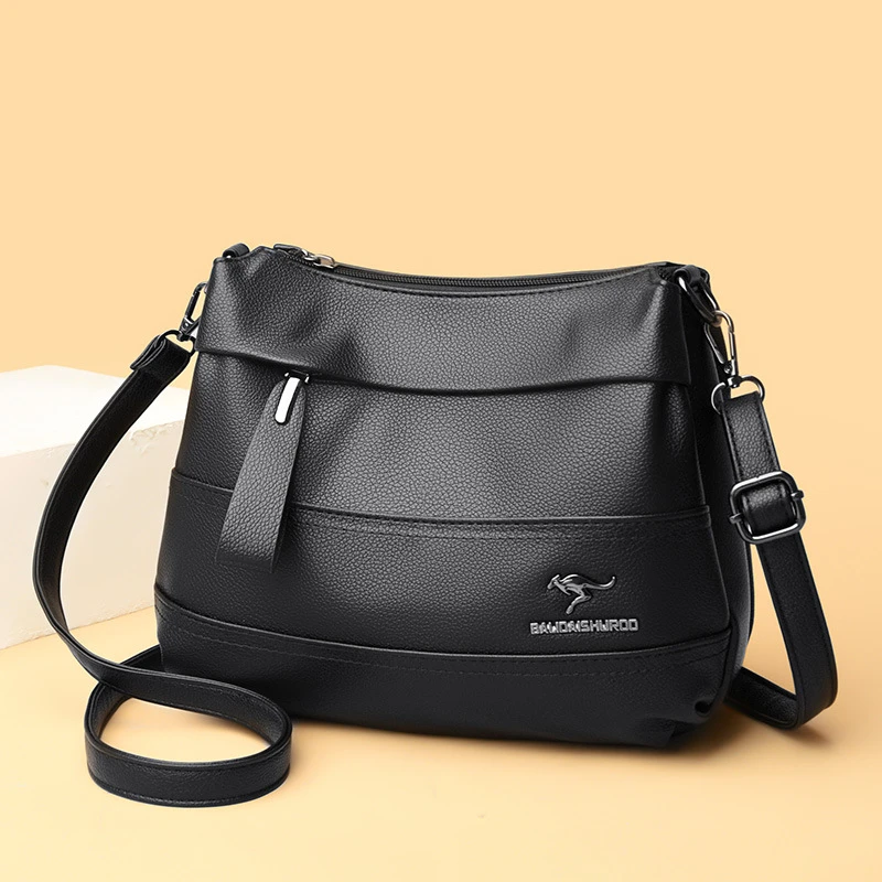 袋鼠包斜挎包女士包新款大容量中年女包送妈妈包手提单肩包真软皮