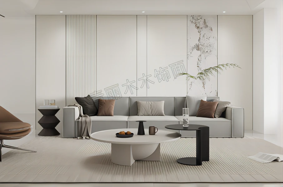 8.沙发背景墙无甲醛高硬度木饰面护墙板环保防刮耐磨