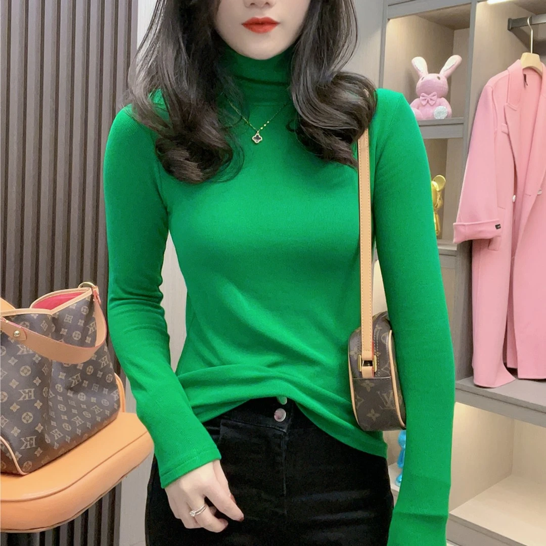 【精品双面绒】高领堆堆领打底衫女内搭修身显瘦长袖t恤秋冬女装ins