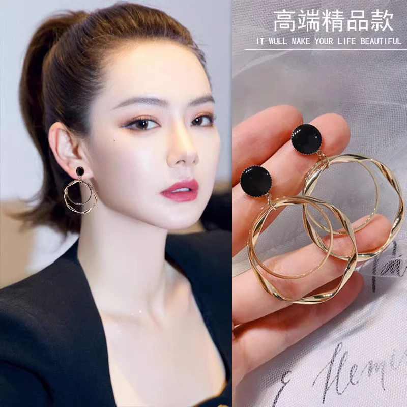合金耳饰 韩国耳环2024年新款潮气质耳圈女网红夸张个性耳钉耳饰