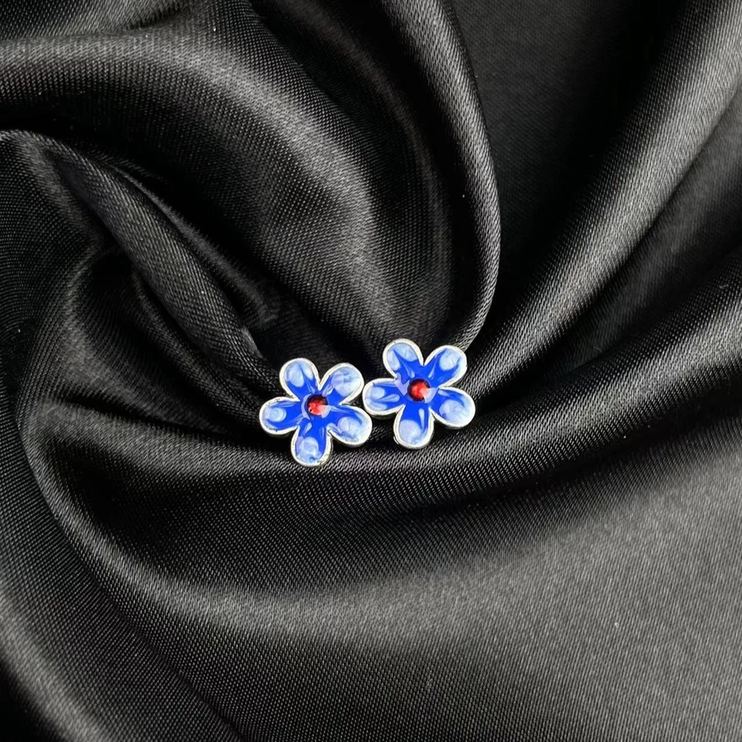 925银银制品 T1224-222-141个性银耳饰（一对/多样性发/约7*1mm）D