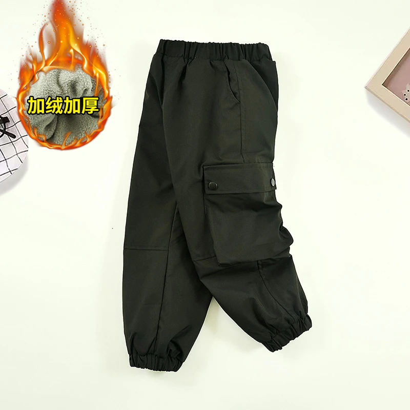 男童春秋裤子工装裤儿大童秋季装加绒防风防水运动冲锋裤2025新款