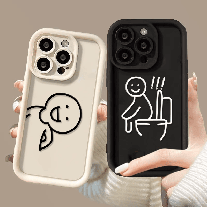 ins简约火柴人适配苹果15/华为/小米/OPPO/VIVO手机壳硅胶软防摔