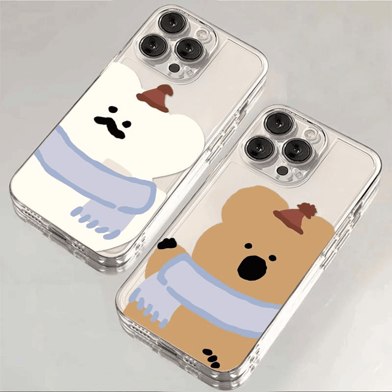 ins秋冬情侣小熊适用苹果iPhone/华为/小米/荣耀/VIVO/OPPO透明
