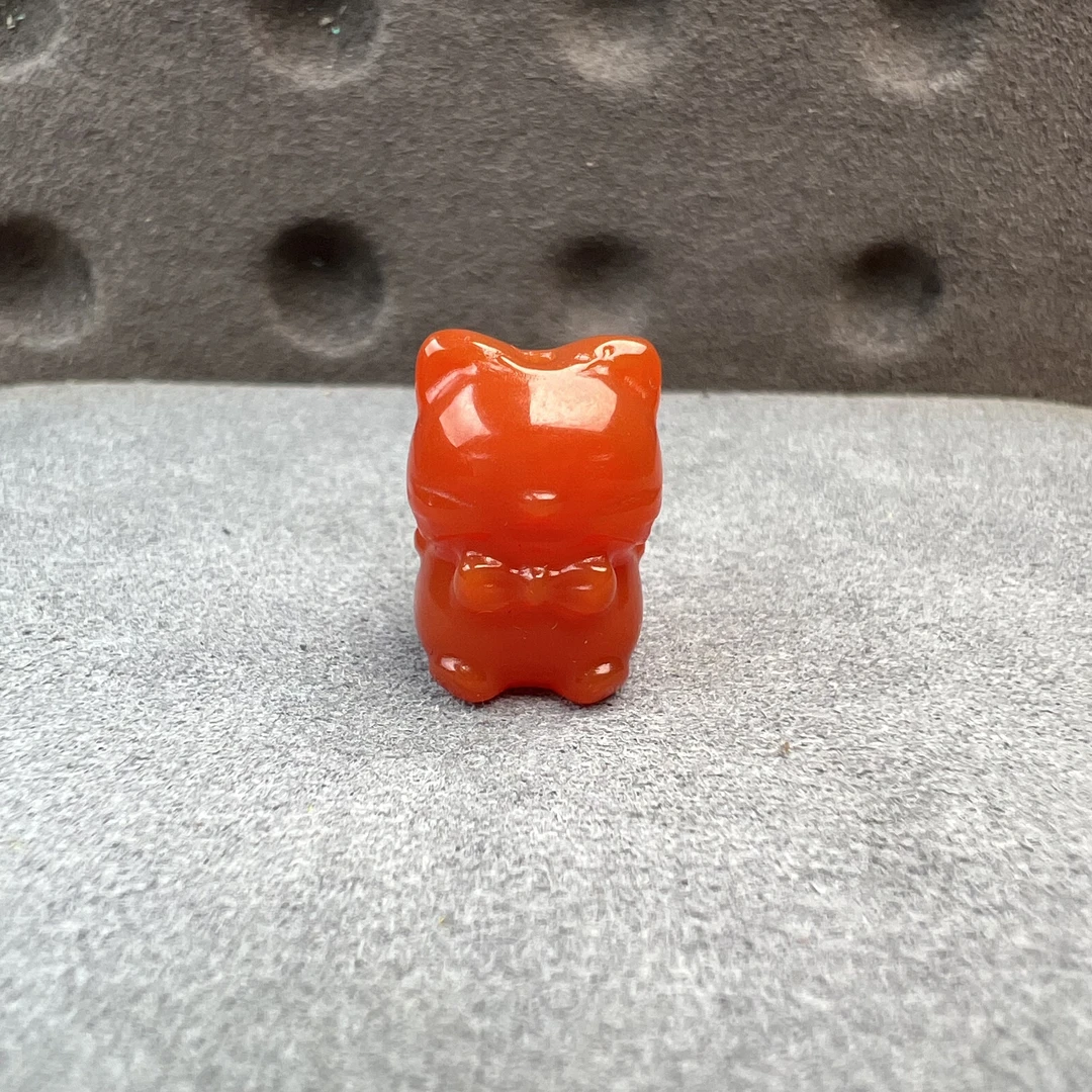 精品满色满肉川料精工招财猫单珠单圈男女通用红玛瑙配珠