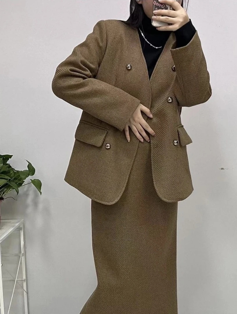 秋冬2024新款女小香风高级感名媛气质半身裙显瘦时尚两件套套装