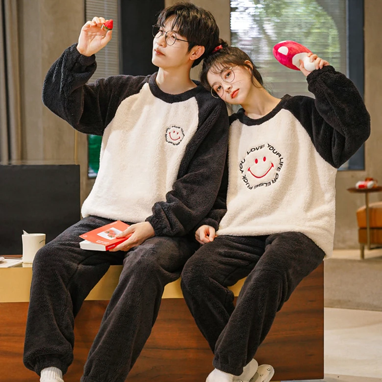 情侣睡衣女冬款加绒加厚珊瑚绒保暖男款秋冬情侣款家居服睡衣套装