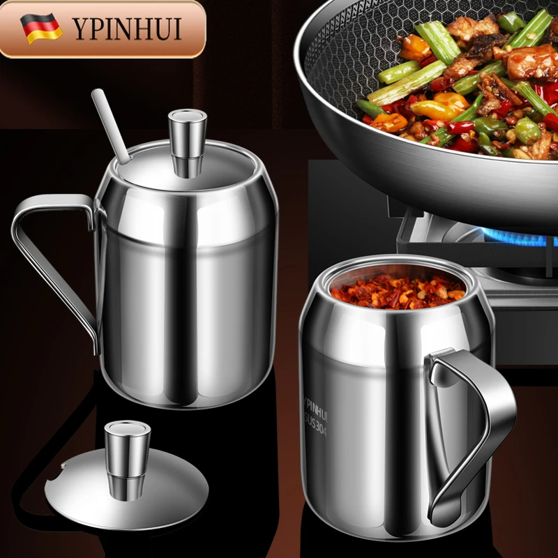 厨房调料罐304不锈钢盐罐大容量家用佐料盒辣椒油罐味精罐子套装