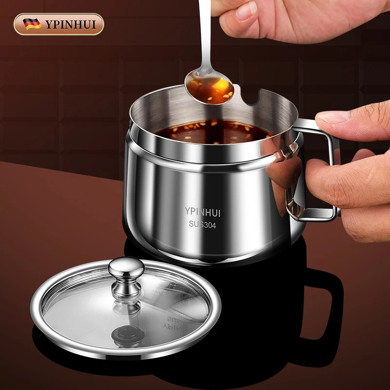 304不锈钢辣椒油专用罐调味瓶罐厨房油泼辣子罐耐高温调料罐带勺