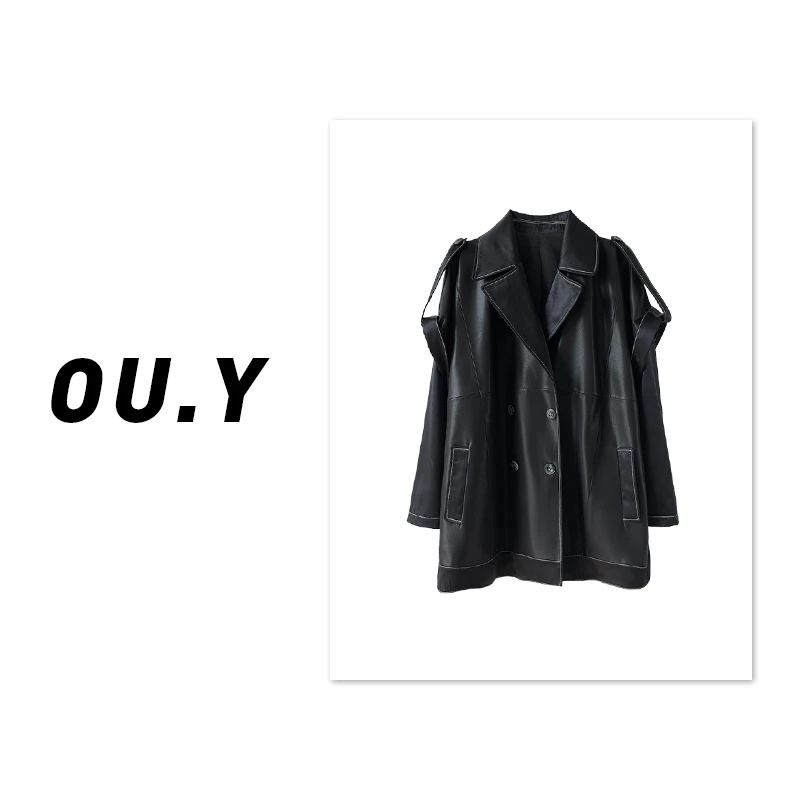 【欧尹原创】2024设计师桑蚕丝羊皮百搭气质皮衣女外套  588Y2402