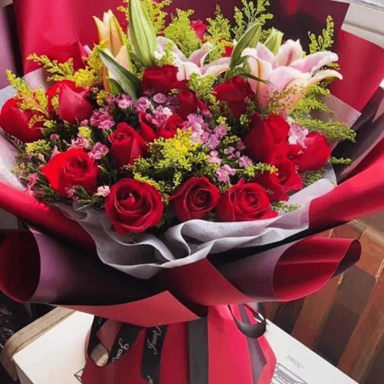 全国同城鲜花速递玫瑰百合混搭花束生日祝福礼送女友送长辈教师节